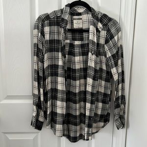 Grey and white flannel button up